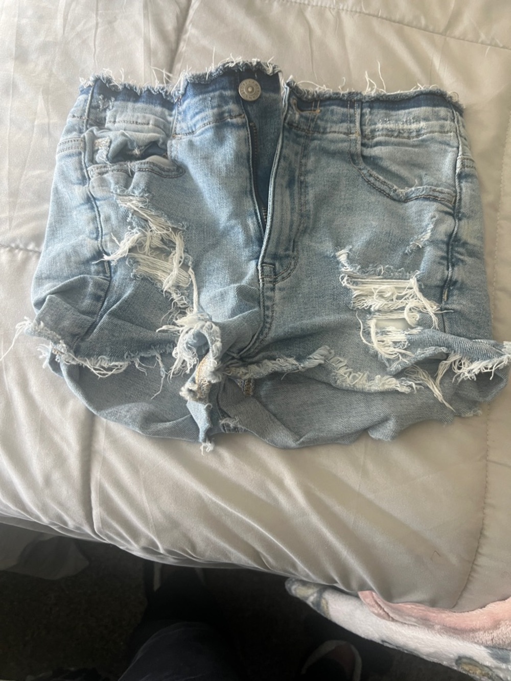 American Eagle Outfitters Light Blue Distressed Denim Cutoff Shorts